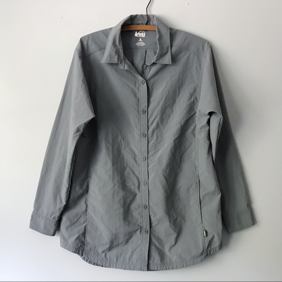 REI Tops - REI Gray Long Sleeve Outdoor Button Down Shirt - M